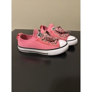 Converse CTAS Knit Pink/White Girl's Slip On Size‎ 12 Minnie Mouse Laces!